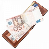 Кожаный коричневый зажим для купюр GRANDE PELLE 11240