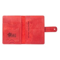 Обложка для паспорта из кожи Hi Art «Discoveries» PB-02/1 Shabby Red Berry
