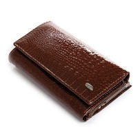 Женский кожаный лаковый кошелек SERGIO TORRETTI FEW214 brown