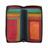 Женский кожаный кошелек с RFID защитой Visconti RB98 Aruba (Black/Rhumba)