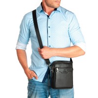 Мужская кожаная сумка через плечо BRETTON 4016-5 black