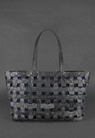 Кожаная плетеная женская сумка BlankNote Пазл Xl черная Crazy Horse - BN-BAG-34-G-KR
