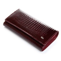 Женский кожаный лаковый кошелек SERGIO TORRETTI FEW1-V-2 wine red