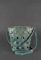 Кожаная плетеная женская сумка BlankNote Пазл M зеленая Crazy Horse BN-BAG-32-IZ