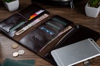 Портмоне из натуральной кожи Hi Art WP-08br Crystal Brown Silk