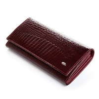 Женский кожаный лаковый кошелек SERGIO TORRETTI FEW501 wine red