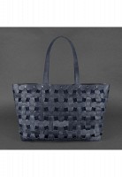 Кожаная плетеная женская сумка BlankNote Пазл Xl синяя Crazy Horse - BN-BAG-34-NN