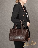 Женская кожаная сумка ALEX RAI 8815 brown croco