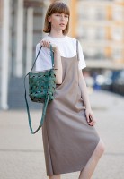 Кожаная плетеная женская сумка BlankNote Пазл M зеленая Crazy Horse BN-BAG-32-IZ