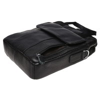 Мужская чёрная кожаная сумка Borsa Leather k18863-black