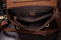 Мужской кожаный коричневый портфель John McDee jd7082r
