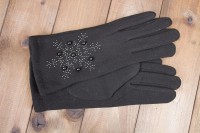 Перчатки женские чёрные трикотажные 8158s1 S
