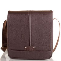 Мужская коричневая вместительная сумка-почтальонка из качественного кожзаменителя BONIS