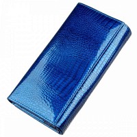 Женский синий кошелёк из натуральной лаковой кожи ST Leather 18901