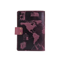 Обложка для паспорта из кожи Hi Art «7 wonders of the world» PB-02/1 Shabby Plum