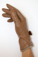 Женские кожаные коричневые перчатки Shust Gloves