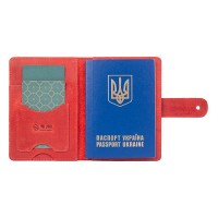 Обложка для паспорта из кожи Hi Art PB-02/1 Shabby Red Berry