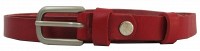Кожаный женский ремень  Skipper  красный 1,5 см