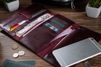 Портмоне из натуральной кожи Hi Art WP-08br Crystal Sangria