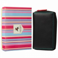 Женский кожаный кошелек с RFID защитой Visconti RB98 Aruba (Black/Rhumba)
