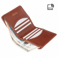 Кожаный мужской кошелек с RFID защитой Visconti tsc39 tan