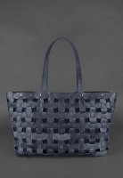 Кожаная плетеная женская сумка BlankNote Пазл Xl синяя Crazy Horse - BN-BAG-34-NN
