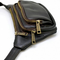 Кожаная темно-коричневая сумка на пояс TARWA gc-8179-3md