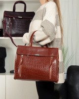 Женская кожаная сумка классическая ALEX RAI 5052 camel croco