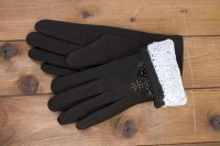 Перчатки женские чёрные трикотажные 8158s1 S