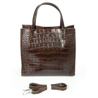 Женская кожаная сумка ALEX RAI 1564 brown croco