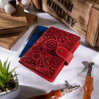 Обложка для паспорта из кожи Hi Art «Buta Art» PB-02/1 Shabby Red Berry