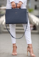 Женская кожаная сумка для ноутбука и документов BlankNote темно-синяя Краст BN-BAG-36-NAVY-BLUE