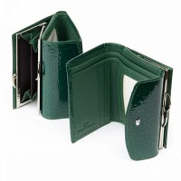 Женский лакированный кошелек из кожи LR SERGIO TORRETTI WS-11 dark-green