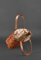 Кожаная плетеная женская сумка BlankNote Пазл L светло-коричневая Krast - BN-BAG-33-K