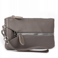 Женская кожаная косметичка-клюлчница Cosmetic bag 6001-A grey