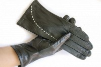 Женские кожаные перчатки Shust Gloves чёрные 418s1 S