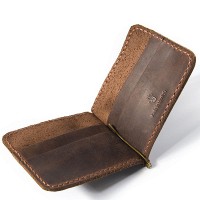 Кожаный темно-коричневый зажим ручной работы BOGZ p34m38s2