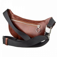 Коричневая сумка на пояс GRANDE PELLE 11141