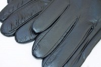 Женские зимние черные перчатки из натуральной кожи