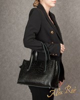 Женская кожаная сумка ALEX RAI 8815 black croco