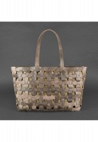 Кожаная плетеная женская сумка BlankNote Пазл Xl темно-коричневая Crazy Horse - BN-BAG-34-O