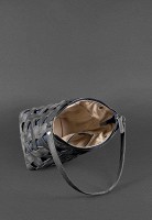 Кожаная плетеная женская сумка BlankNote Пазл M черная Crazy Horse BN-BAG-32-G-KR