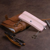 Кожаная женская  ключница-кошелек ST Leather 19353 Розовая