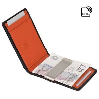 Мужской зажим для купюр из кожи Visconti VSL57 (Black Monza/ Orange)