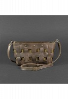 Кожаная плетеная женская сумка BlankNote Пазл S темно-коричневая Crazy Horse BN-BAG-31-O
