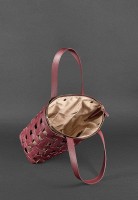 Кожаная плетеная женская сумка BlankNote Пазл Xl бордовая Krast - BN-BAG-33-VIN