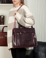 Женская кожаная сумка классическая ALEX RAI 5052 bordo croco