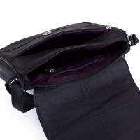 Женская кожаная чёрная сумка-мессенджер TUNONA SK2416-2