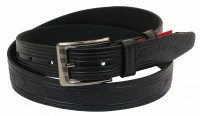 Мужской кожаный ремень под брюки Skipper 1000-35 черный 3,5 см