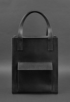 Женская кожаная сумка шоппер Бэтси  BlankNote с карманом черная BN-BAG-10-1-G-KR